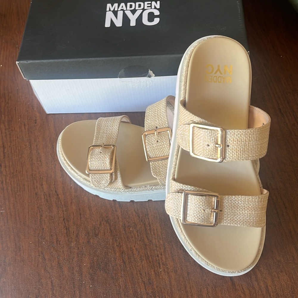 Brand New Madden NYC Double Strap Wedge Sandals.